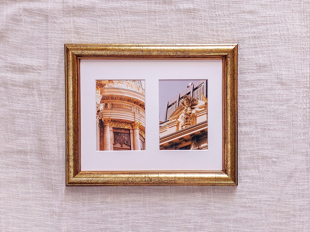 福利品-手工旧化8x10相框含双3x5寸开孔衬卡【怀旧Shabby Chic】 - 画框/相框 - 木头 金色