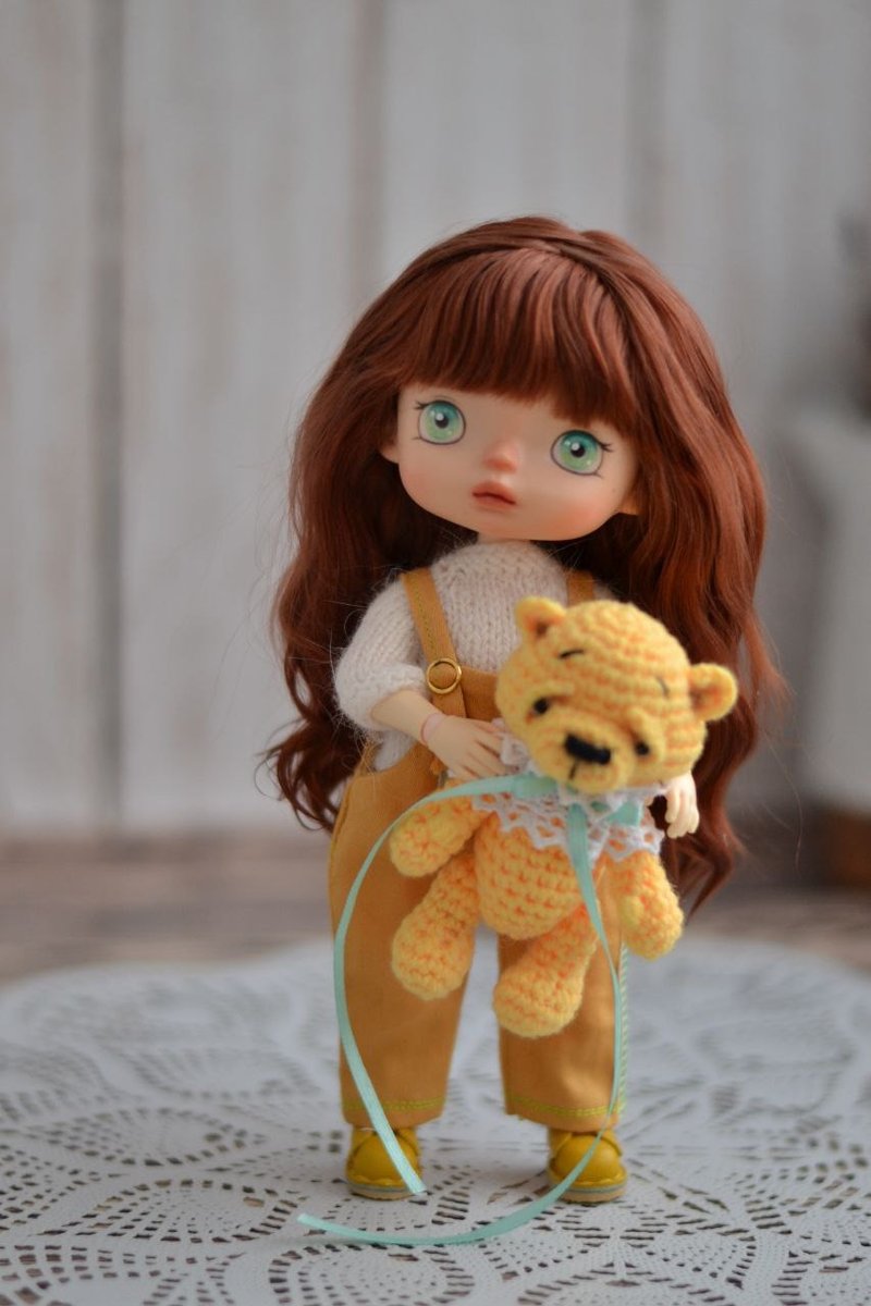 适用于大多数娃娃的假发 - 发饰 - 羊毛 红色