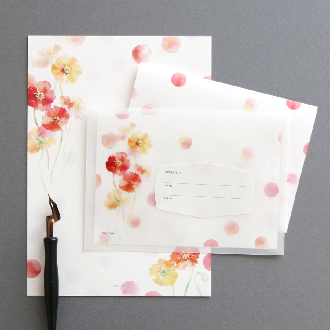 poppy letter set - 信封/信纸 - 纸 红色