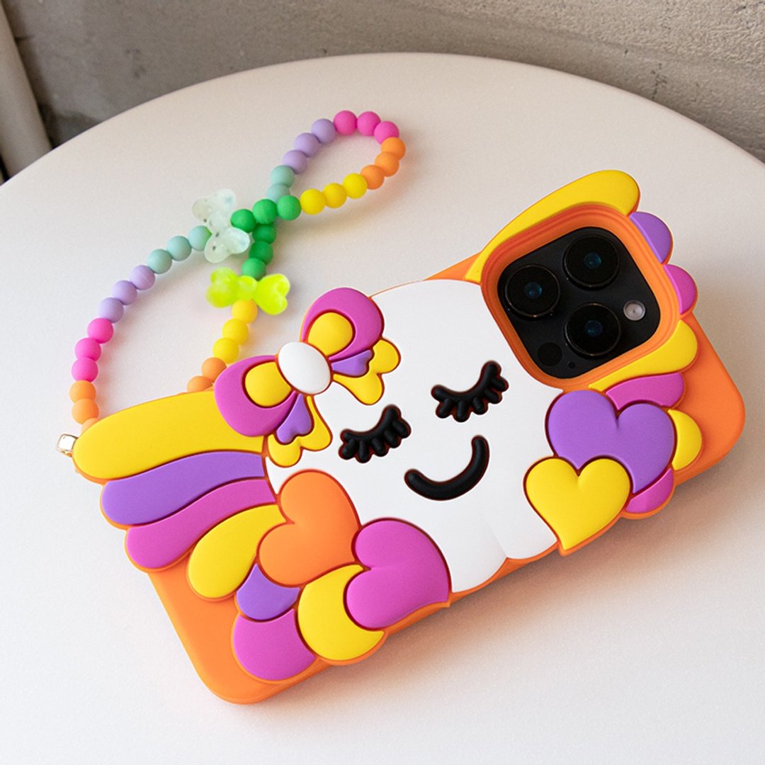 【Candies】iPhone 16 Pro Max- 缤纷蝴蝶结睡宝 橘 手机壳 送礼 - 手机壳/手机套 - 硅胶 橘色