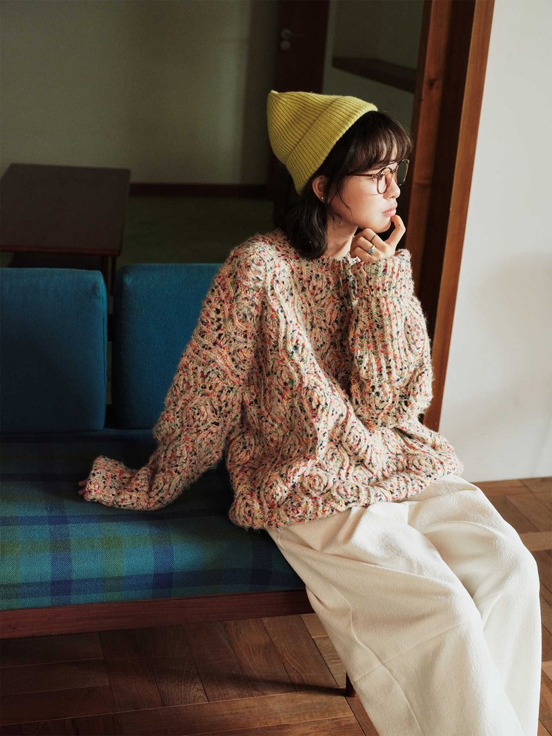 麻花编织毛衣秋冬慵懒宽松外套 - 女装针织衫/毛衣 - 棉．麻 多色