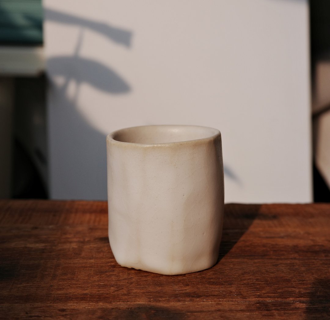雾白清酒杯  茶杯  陶杯 - 酒杯/酒器 - 陶 卡其色