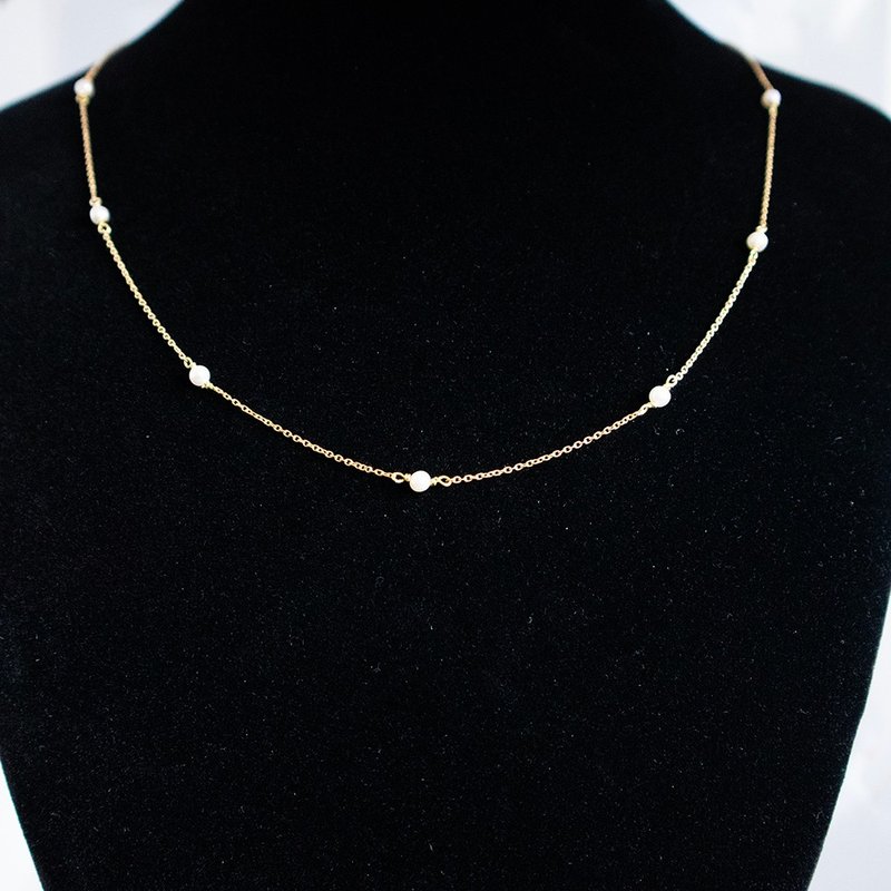 AAA 婴儿珍珠站项链/14kgf - 项链 - 珍珠 白色
