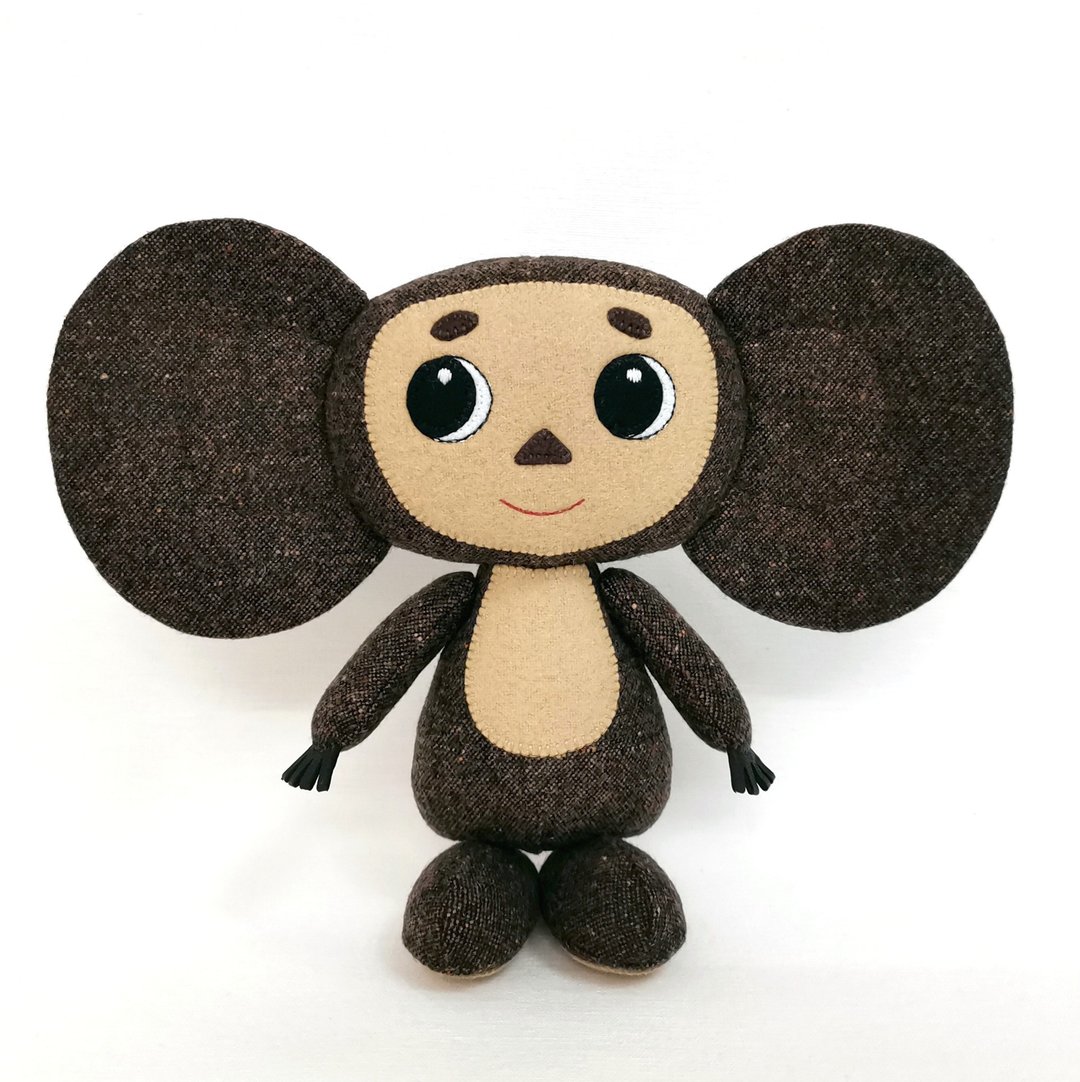 Cheburashka doll, handmade stuffed toy, wool cheburashka - 玩偶/公仔 - 羊毛 咖啡色