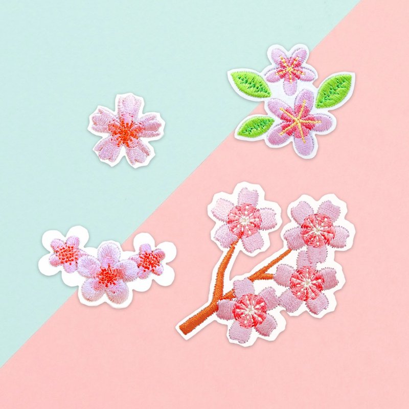 【刺绣布贴】樱花纷飞  (四入) - 贴纸 - 绣线 