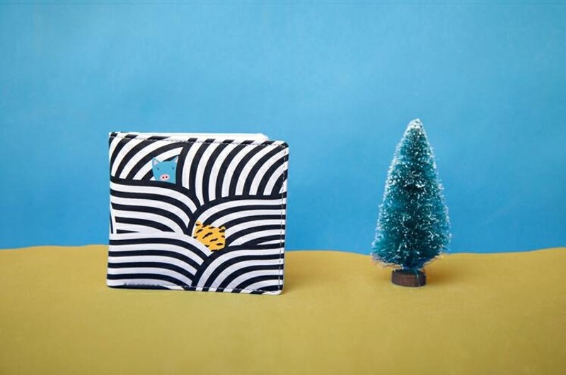 YIZISTORE PU几何人物印花短钱包 男女多卡位钱夹 - 皮夹/钱包 - 真皮 白色