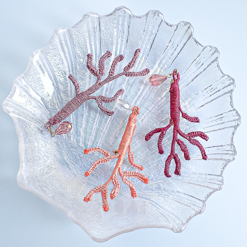 珊瑚胸针 - 胸针 - 棉．麻 橘色