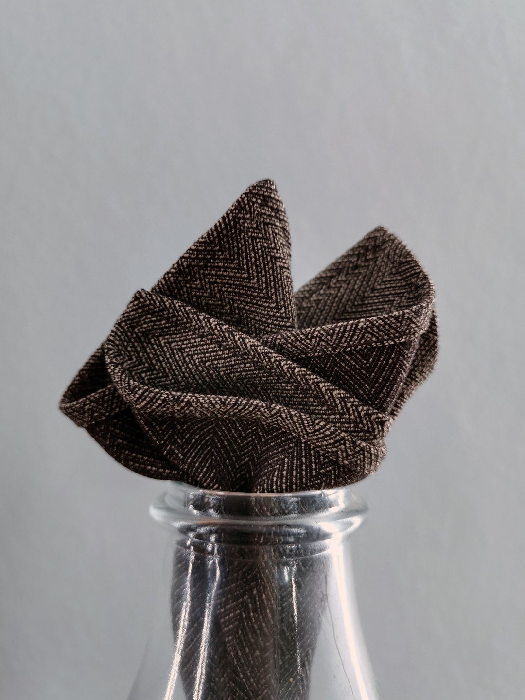 Pocket Square - Brown Herringbone - 手帕/方巾 - 其他材质 咖啡色