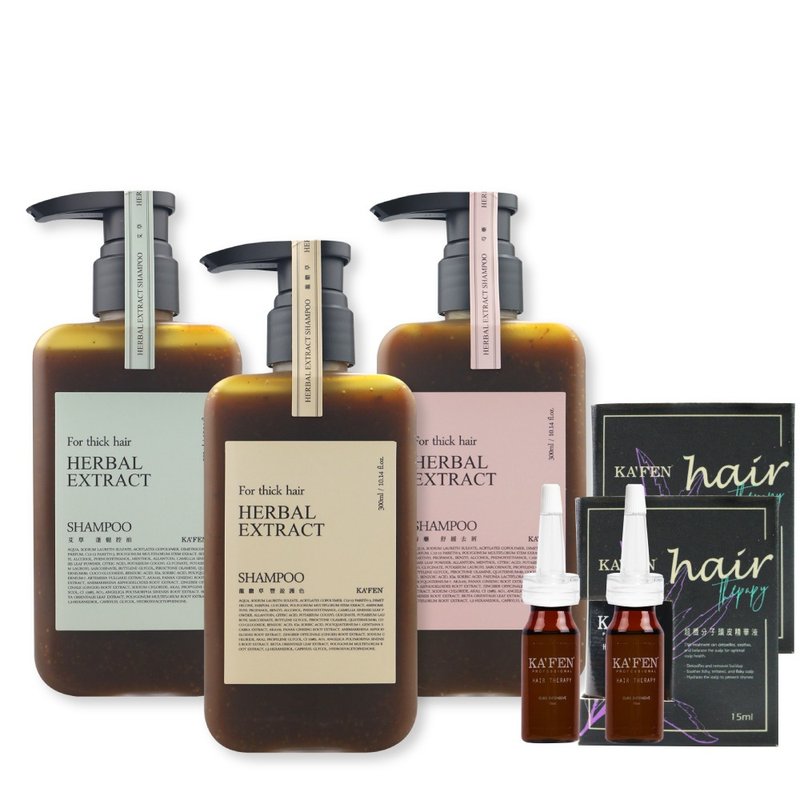 细软发调理 I KAFEN卡氛 3入组草本洗发系列300ml 赠头皮精华液*2 - 洗发用品 - 植物．花 卡其色