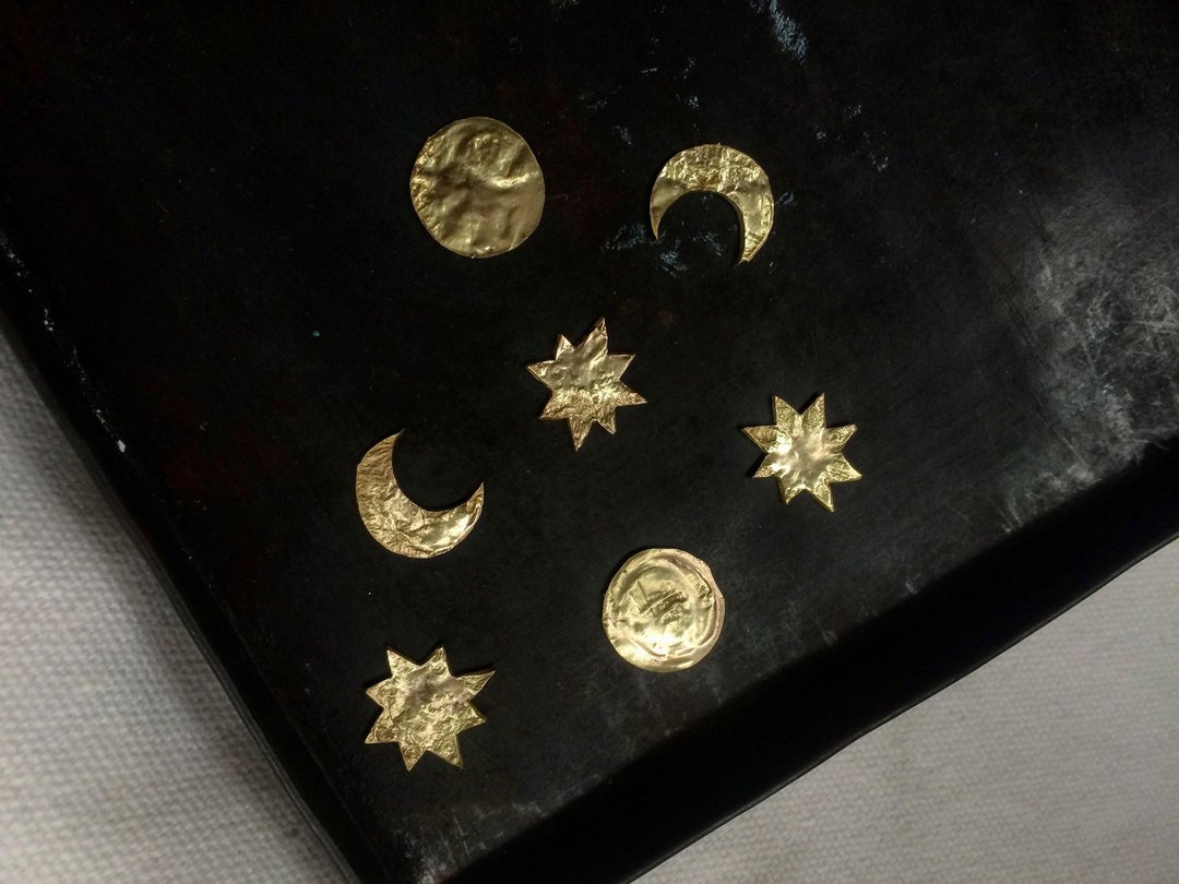 925银针 黄铜 贴耳耳环 II 星月耳环 - 耳环/耳夹 - 铜/黄铜 金色
