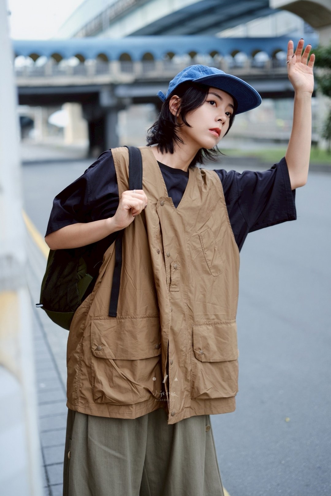 野军战术后网状工装背心 - 2色 - 咖 - 女装背心 - 其他人造纤维 咖啡色