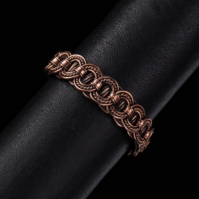 手工铜手镯独特的线包裹金属手镯古董风格珠宝 - 手链/手环 - 铜/黄铜 金色