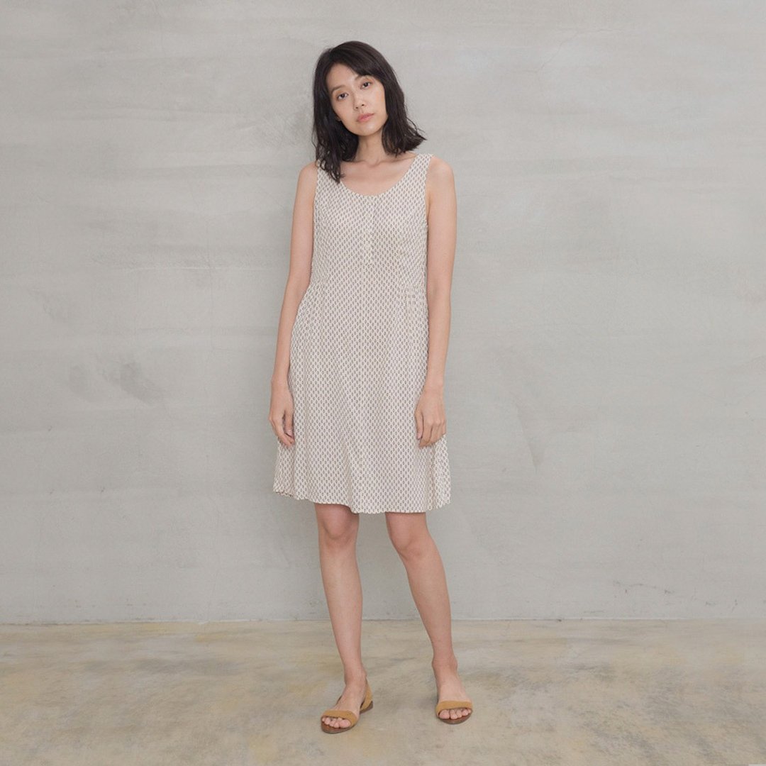 灵魂写手印花小开襟洋装 Soul Writer Print Dress - 洋装/连衣裙 - 其他人造纤维 多色