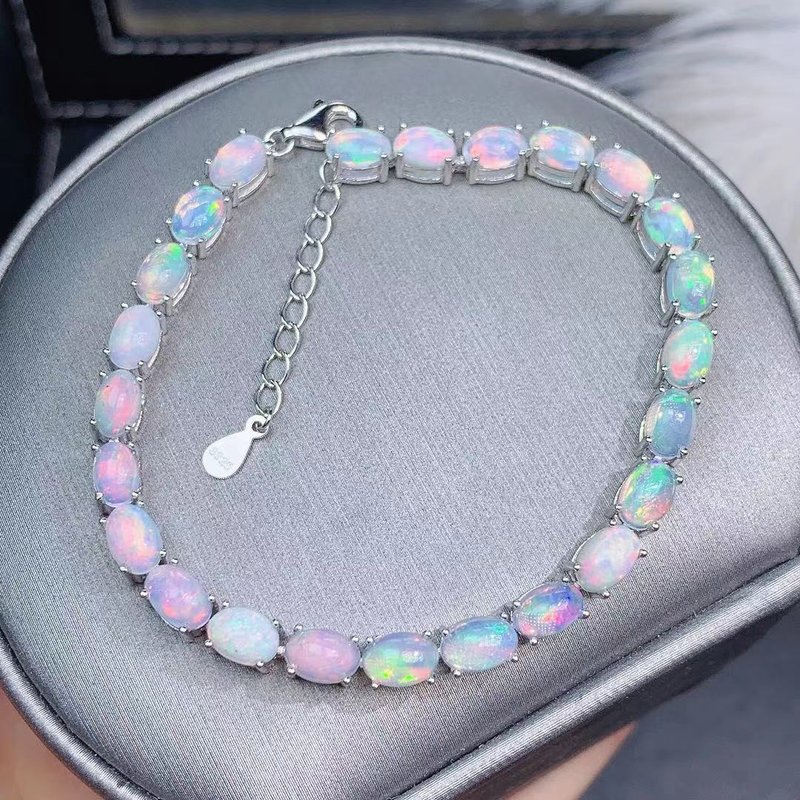 Opal Bracelet, Natural Opal Bracelet, Australian Opal Handmade Bracelet, Fire Op - 手链/手环 - 宝石 