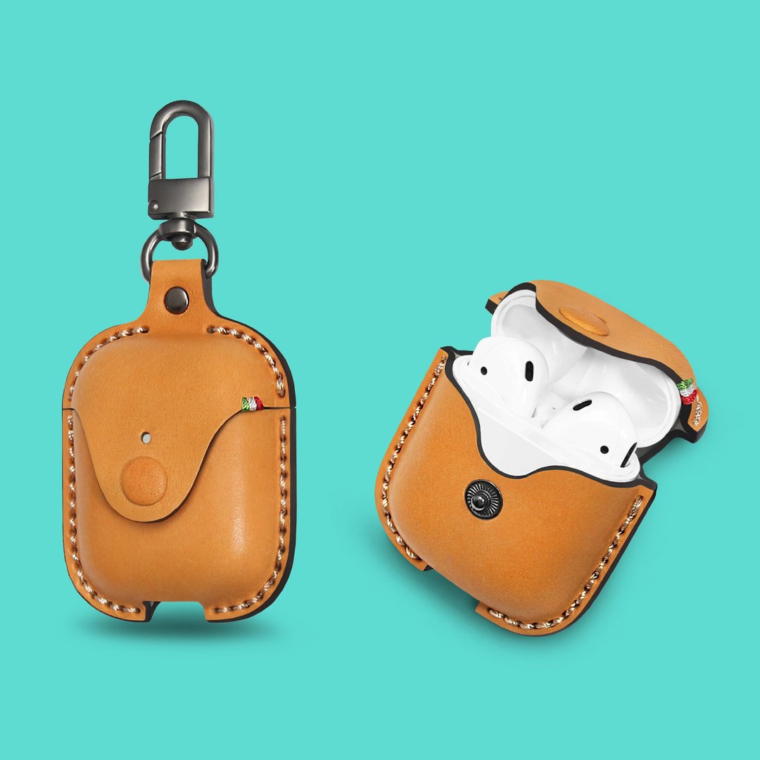 COZI-AirPods 1代 2代 皮革保护套 保护壳 收纳包 收纳袋 保护包 - 耳机收纳 - 其他材质 橘色