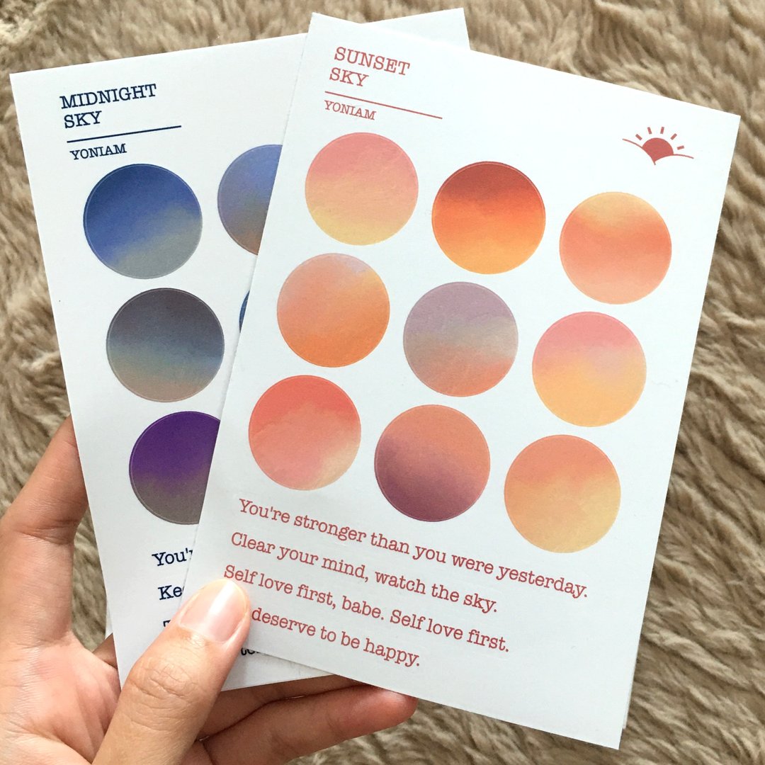 Sky Sticker Sunset &amp; Midnight (2 pcs.) - 贴纸 - 纸 橘色