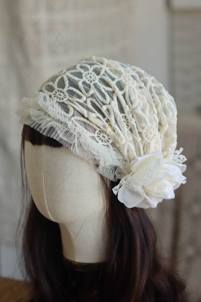 复古蕾丝网纱新娘帽手作帽蕾丝帽 - 帽子 - 其他材质 