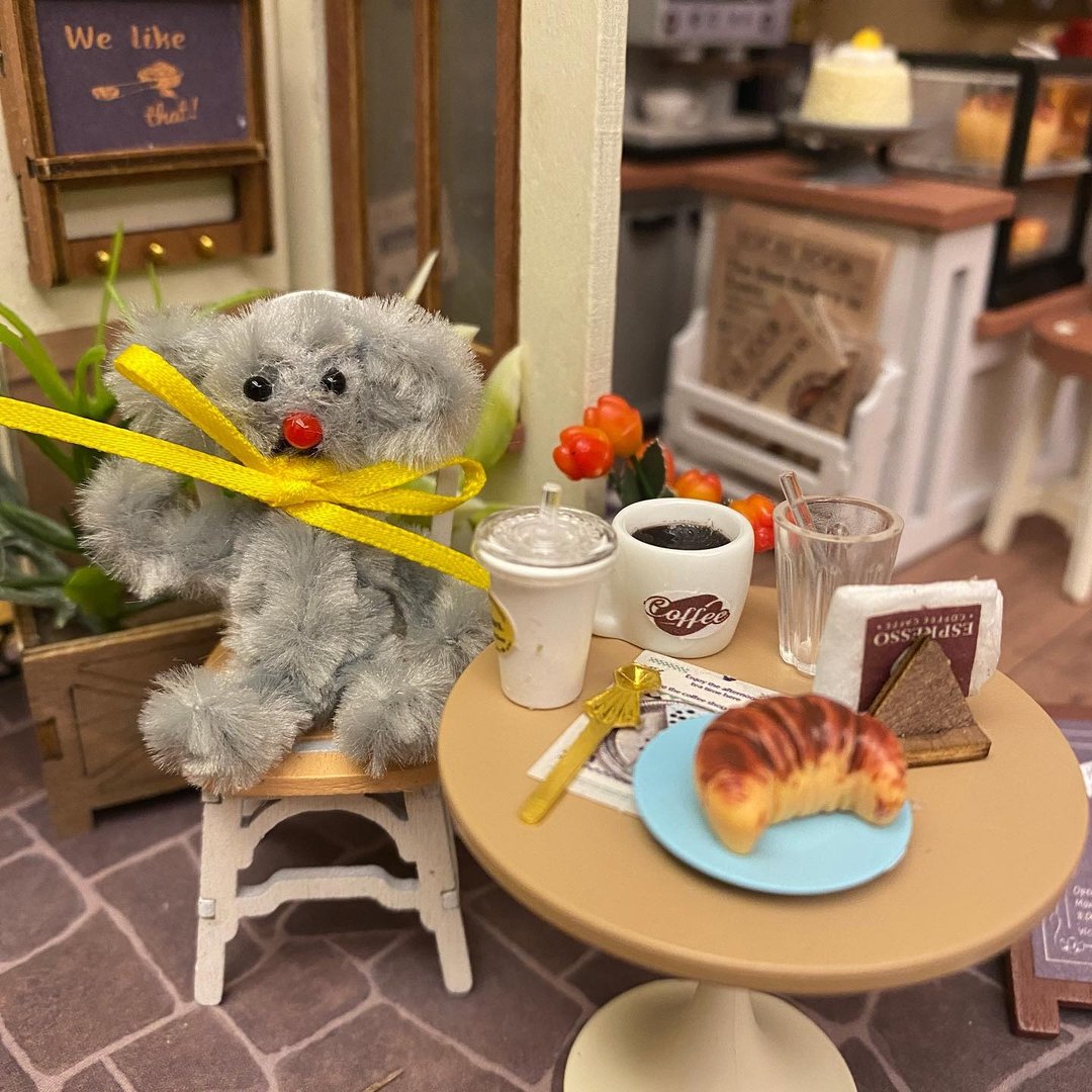 红鼻小熊 5cm bear灰黄色-毛根扭扭棒手作 - 玩偶/公仔 - 其他材质 灰色