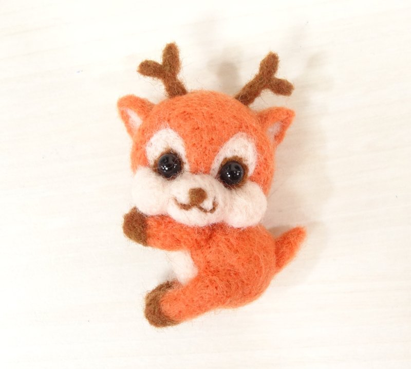 可爱驯鹿/麋鹿 -羊毛毡 "钥匙圈、吊饰、摆饰、圣诞交换礼物"(可定制化更改颜色) - 钥匙链/钥匙包 - 羊毛 咖啡色