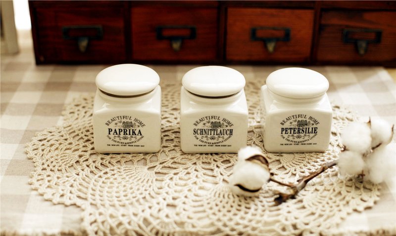 【好日恋物】德国VINTAGE简单生活调味罐组 - 调味罐/酱料瓶 - 其他材质 白色