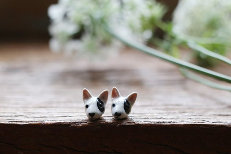 Andy Mary牛头梗犬耳环 - 耳环/耳夹 - 瓷 