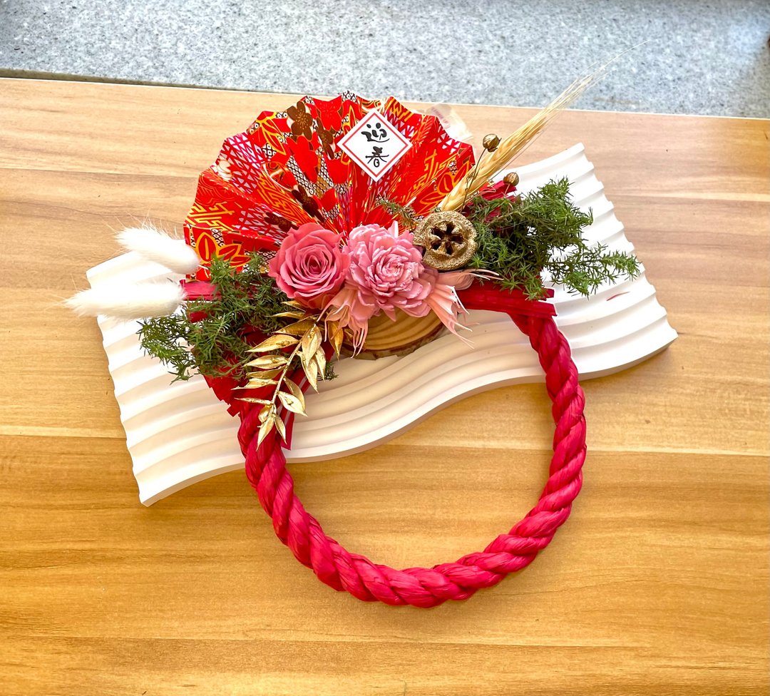 日式注连绳 红金色主色 15cm 新年注连绳  新年花圈  挂饰花 贺年 - 植栽 - 植物．花 红色