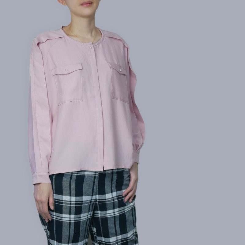 粉色天丝棉连袖宽版上衣 - 女装上衣 - 其他人造纤维 粉红色