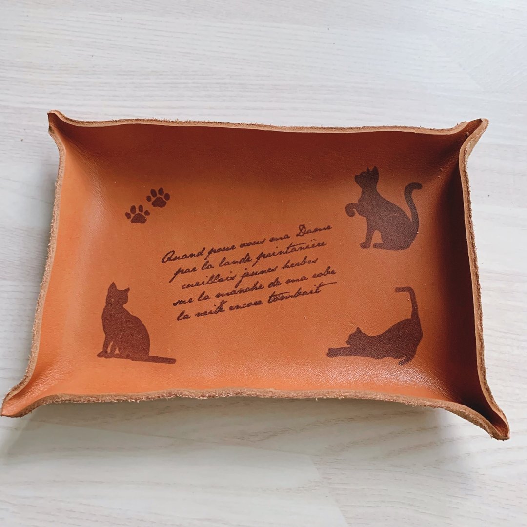 猫咪皮革托盘 小物收纳盒 皮制托盘 皮革/57112016 - 收纳用品 - 真皮 