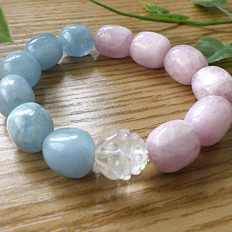 海蓝宝石与薰衣草紫水晶 大件手链 - 手链/手环 - 半宝石 多色