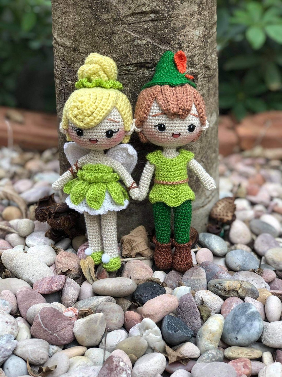 Couple set : Crochet doll , Peter pan and tinkerbell , Tinkerbell , amigurumi - 玩偶/公仔 - 其他材质 多色