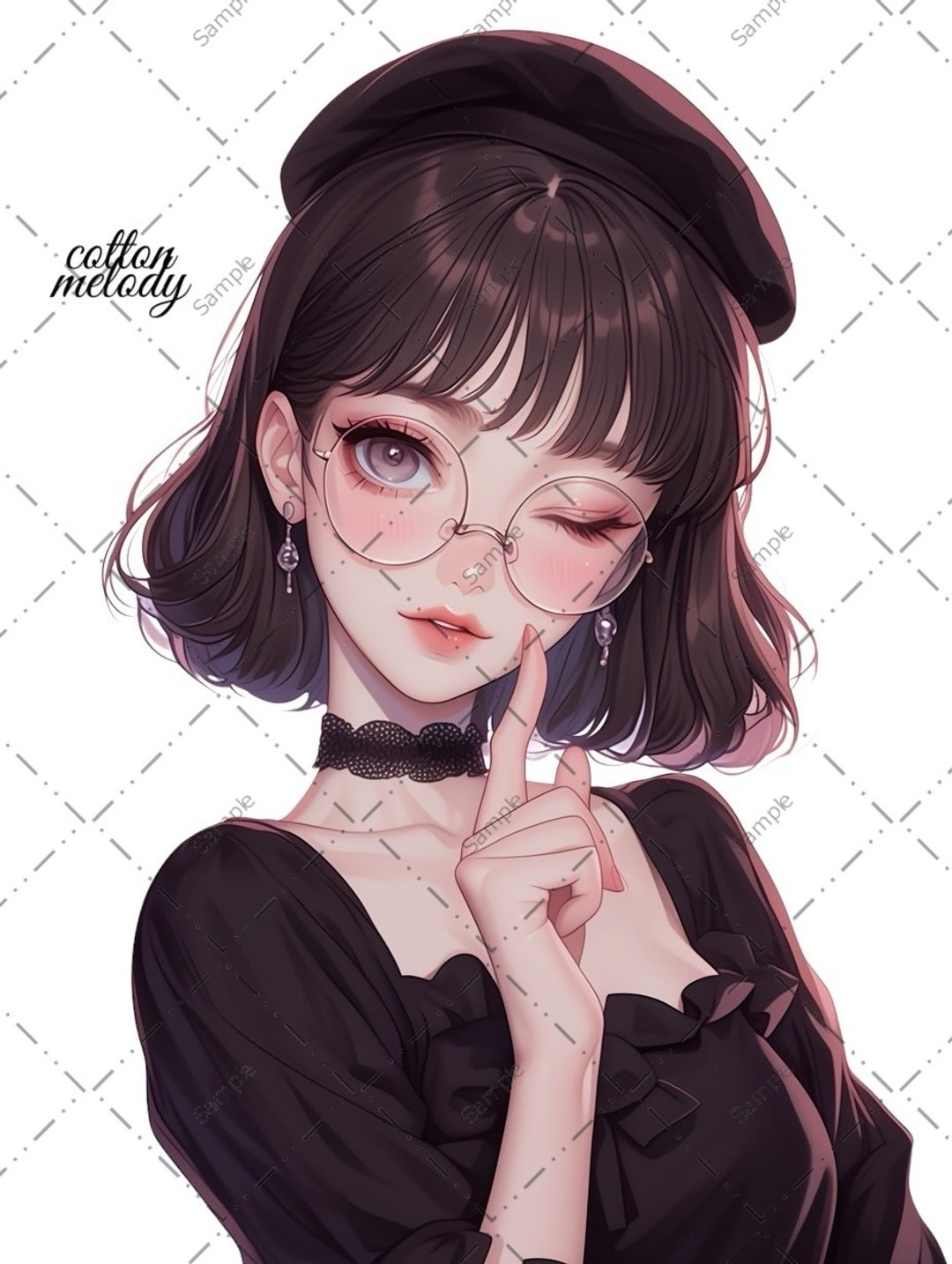original sticker no.1419 人物贴纸 原创贴纸 人像贴纸 女孩贴纸 原创人物贴纸 - 贴纸 - 纸 