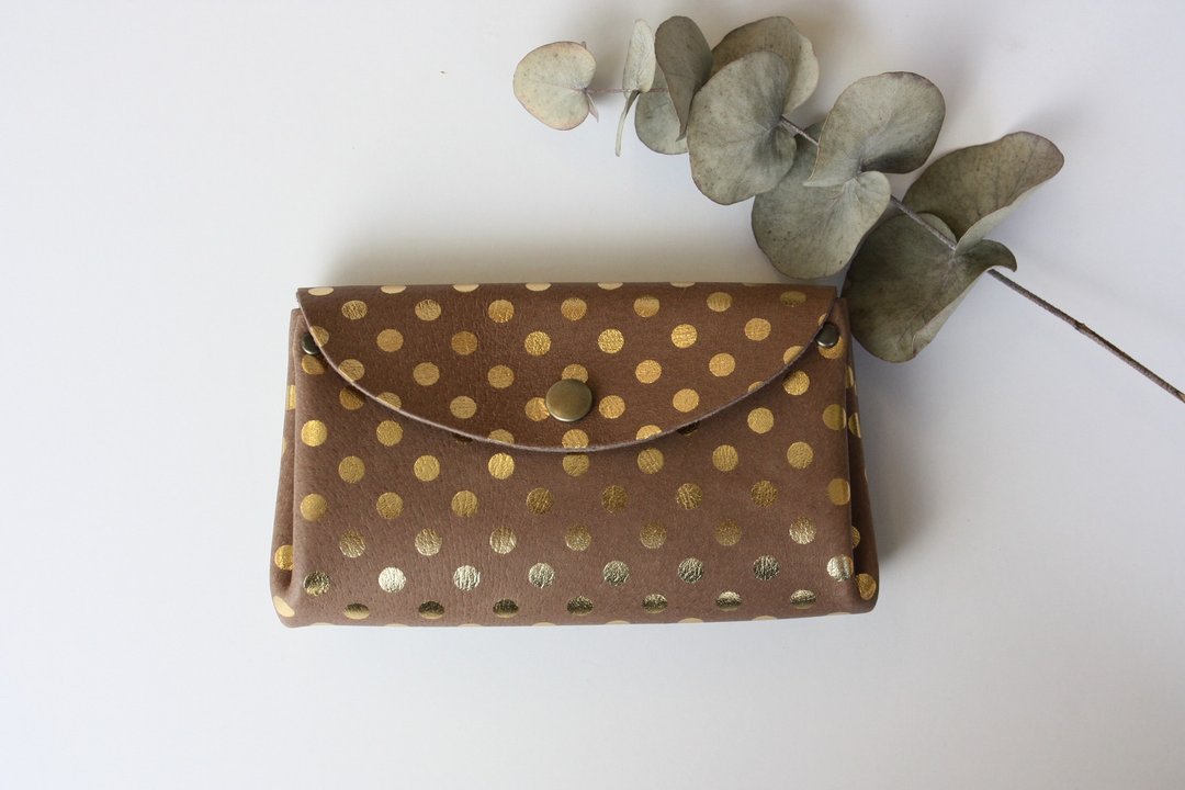 Small pigskin wallet Mizutama Cafe au lait - 皮夹/钱包 - 真皮 卡其色
