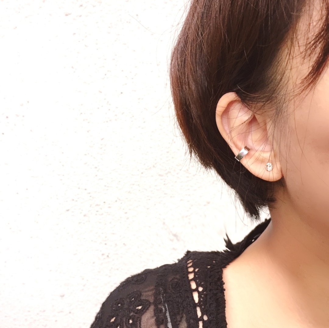 MIH 金工首饰 | 极简纯银耳骨夹 minimalist silver ear cuff - 耳环/耳夹 - 纯银 银色