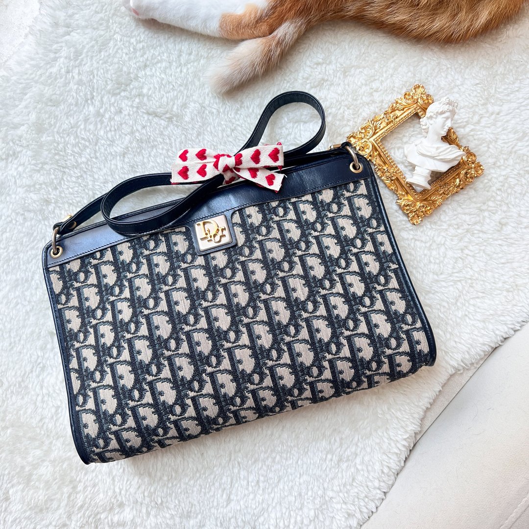 【日本中古】Vintage Dior Oblique 老花侧背包 - 海军蓝色 - 侧背包/斜挎包 - 其他材质 蓝色