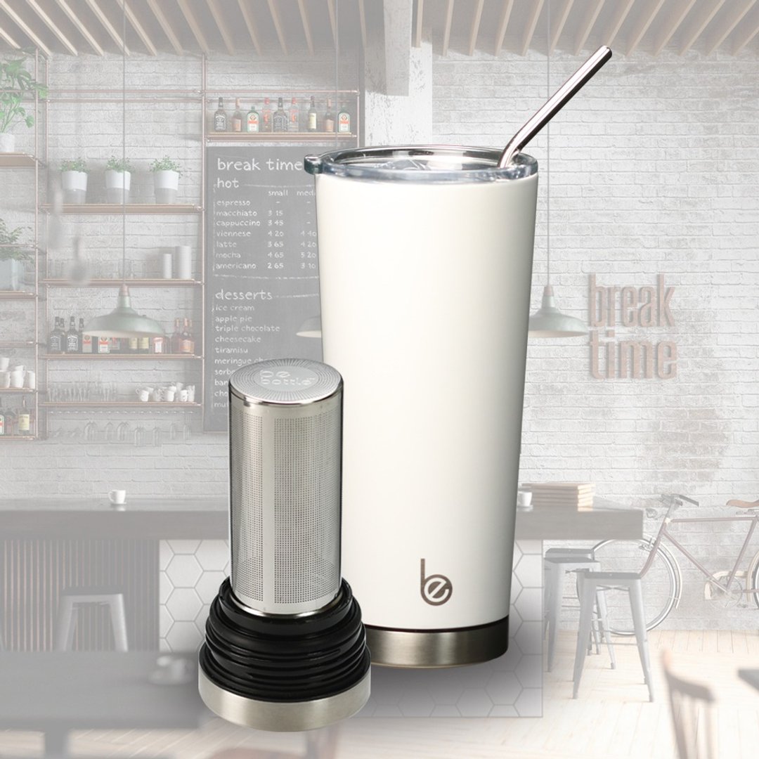 Be Bottle 2.0 多功能滤网不锈钢保温杯附不锈钢吸管-白色 - 保温瓶/保温杯 - 不锈钢 白色