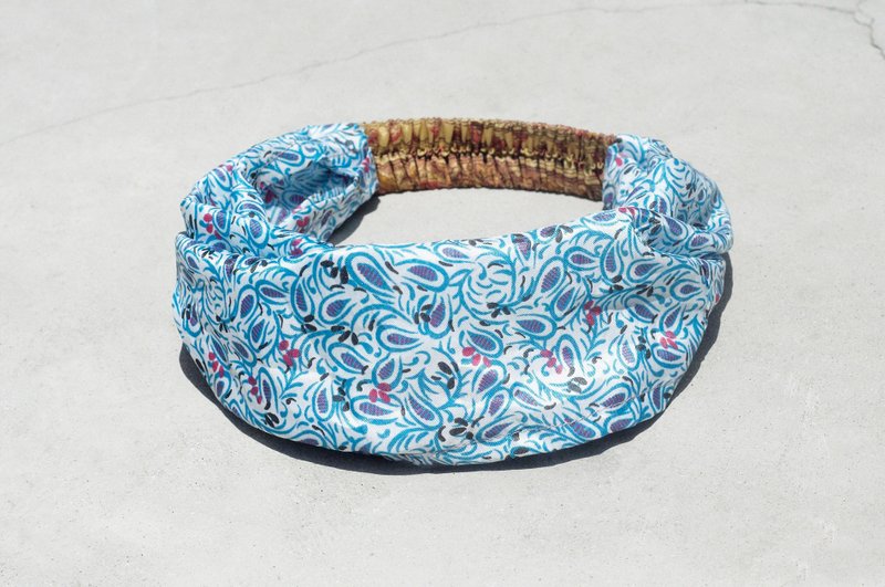 手工发带/法式发带/缤纷花朵发带/缎面丝绸发带/花朵发带-蓝色花 - 发饰 - 丝．绢 蓝色