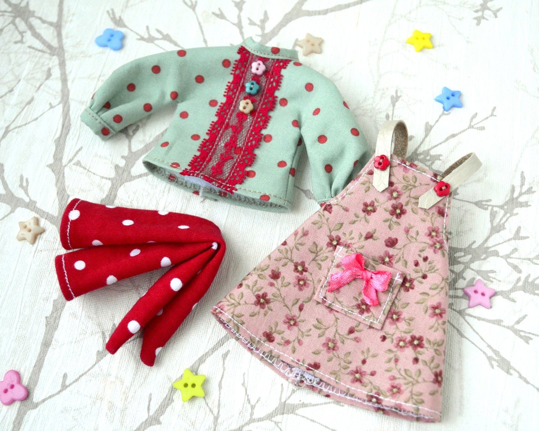 Blythe doll dress outfit - Blythe doll clothes - 玩具/玩偶 - 棉．麻 粉红色