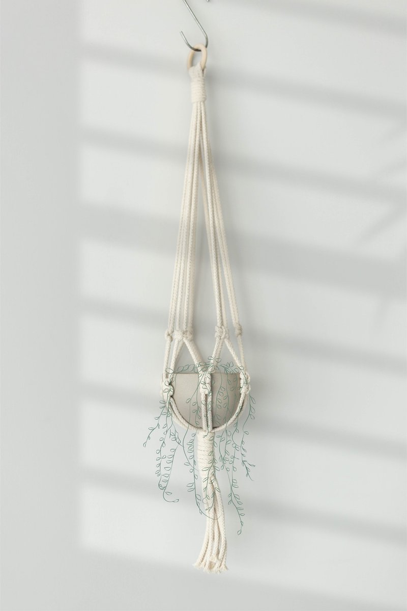 Macrame Plant Hanger / Simple knots - 植栽/盆栽 - 棉．麻 白色