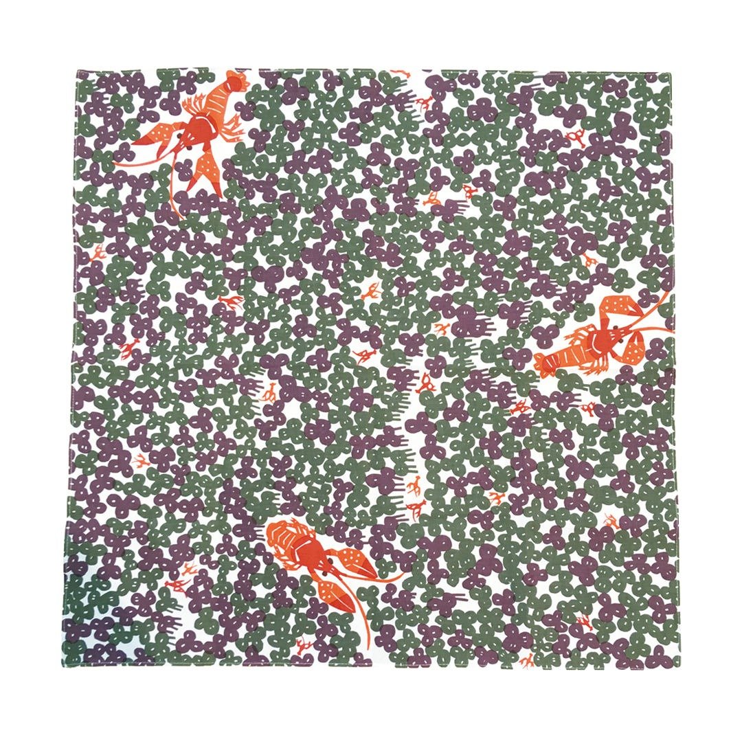 龙虾型染印花方巾/包巾 -52x52cm - 手帕/方巾 - 棉 蓝色