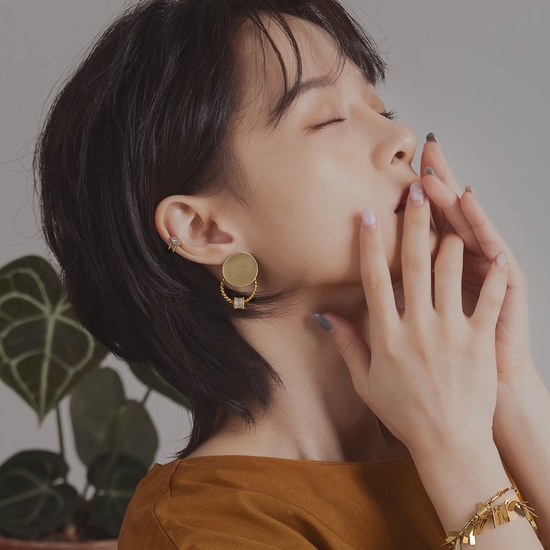 暮光系 - SURFACE * 黄铜耳环 - 耳环/耳夹 - 铜/黄铜 金色