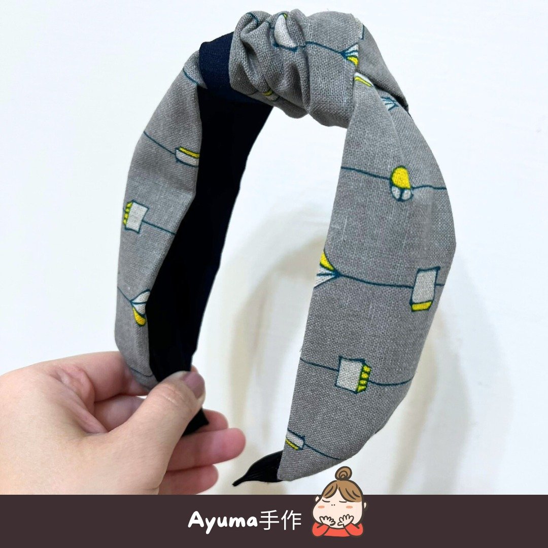 北欧可爱小房子 高弹力 扭结发箍 少量制作 手作发箍 - 发带/发箍 - 棉 灰色