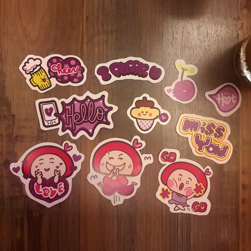 紫爱您 波波爱比LINE原创贴图防水贴纸 - 贴纸 - 纸 紫色