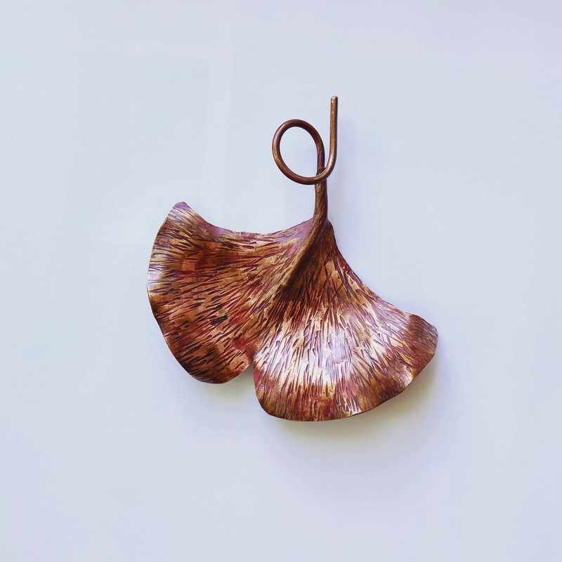 手制锻敲银杏叶 - 其他 - 铜/黄铜 橘色