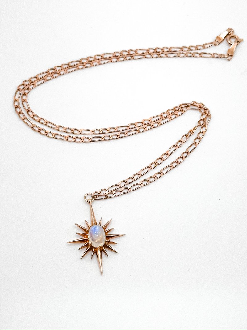 天然石系列——恋人的喃・玫瑰金纯银星宿项链 - 项链 - 半宝石 粉红色