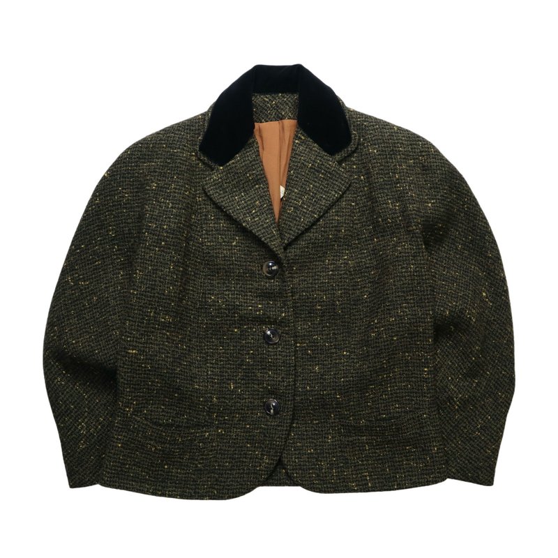 50-60s Lady Renlyn墨绿色羊毛短版西装外套 女生西装外套 - 女装西装外套/风衣 - 羊毛 绿色