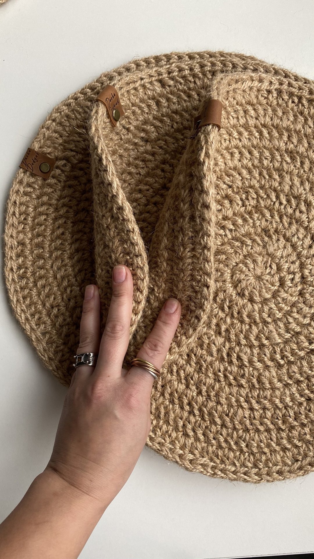 Round placemats Crochet placemats Jute Placemats set of 4 Macrame placemats - 餐垫/桌巾 - 环保材料 
