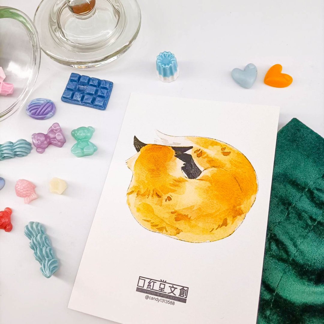 KR474_口紅堂明信片_紅狐7_candy1313588 postcard - 卡片/明信片 - 纸 多色