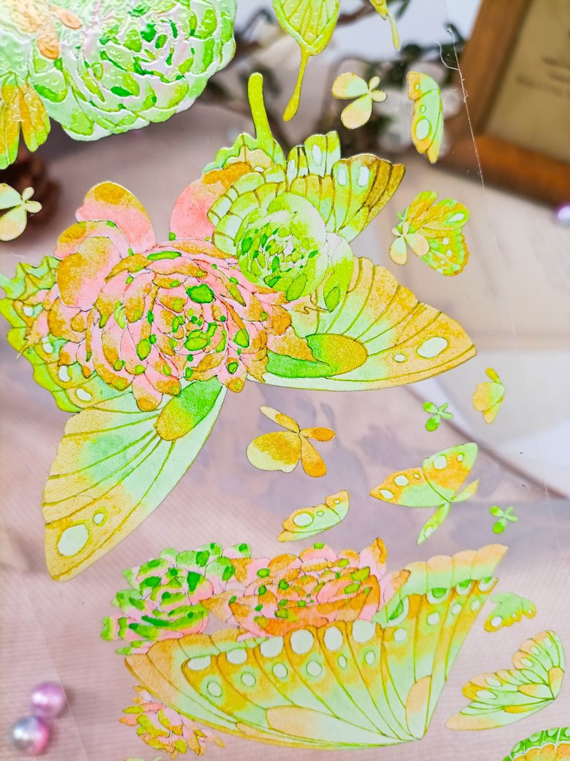 9K1031_翩翩飛蝶/ 裝飾膠帶 - 纸胶带 - 塑料 多色