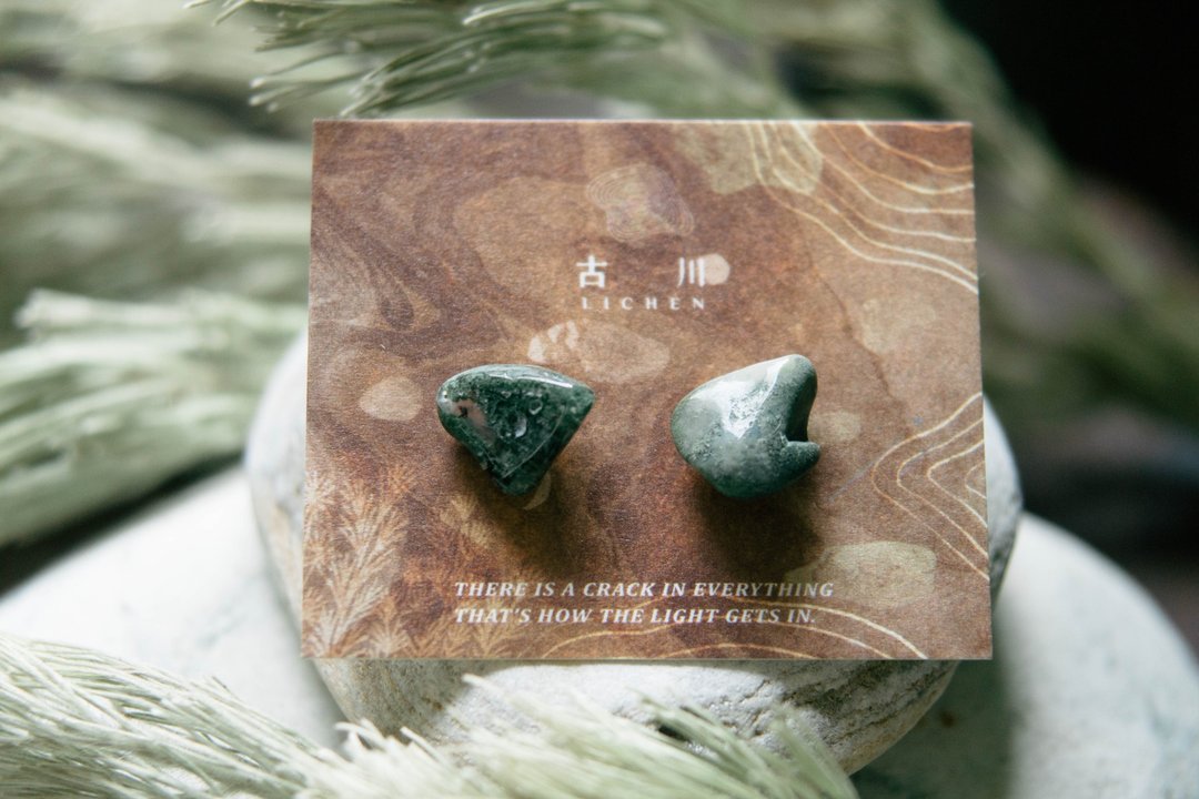 CRACK | 矿物系耳环 |  EARRINGS - 耳环/耳夹 - 玉石 绿色