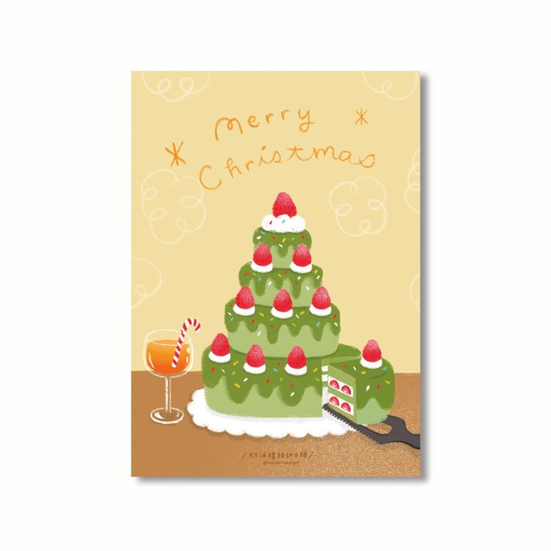 圣诞明信片 // 圣诞蛋糕树 // - 卡片/明信片 - 纸 绿色